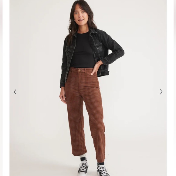 Marine Layer Rust Plaid Cropped Pants - Picture 2 of 15